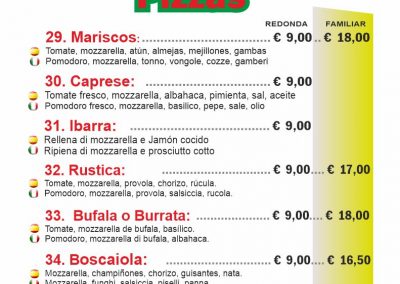 PIZZERIA FORNODORO menu 4 llano del camello LAS CHAFIRAS COMIDAS PARA LLEVAR